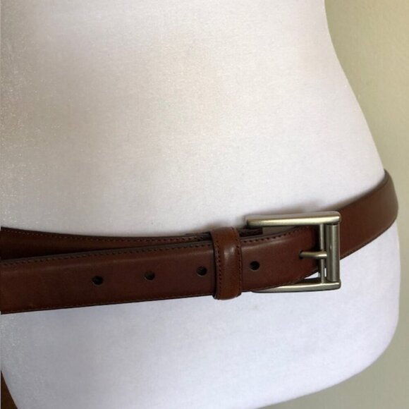 RALPH LAUREN Brown Leather Belt Silver Tone Buckle NWOT - Picture 4 of 16